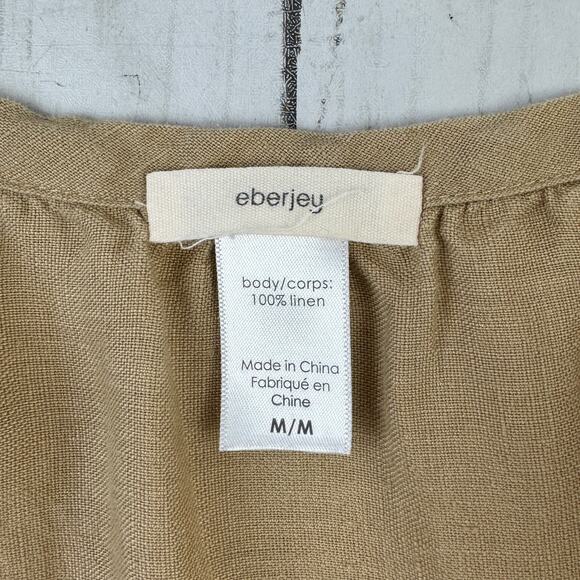 Anthropologie Eberjey Tan Linen Kesia Tiered Sleeveless Maxi Dress Size Medium - Picture 9 of 15